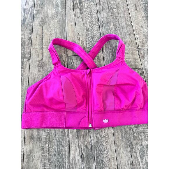 SHEFIT Bright Pink Ultimate Crossback Front Zip Activewear Sports Bra Size 2Luxe